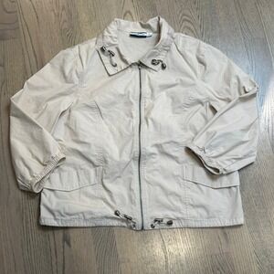 Croft & Barrow Beige Utility Jacket Drawstring Waist Collared Size M